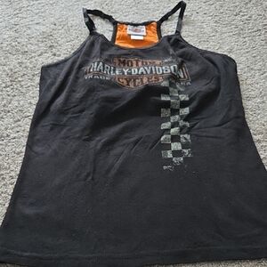 Harley-Davidson Black Tank Top with Orange Accent
